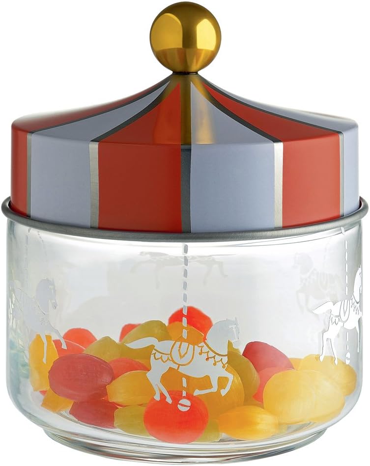 Alessi Circus MW30/50 - Küchengefäss für Design-Lebensmittel, in Screen-bedrucktes Glas mit Deckel i