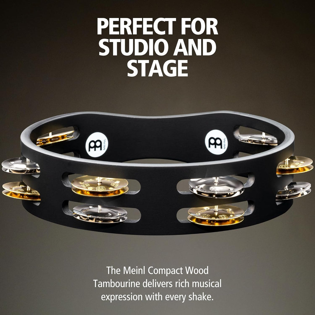 Meinl Percussion CTA2M-BK Compact Tambourine mit Stahl- und Messingschellen, 20,32 cm (8 Zoll) Durch
