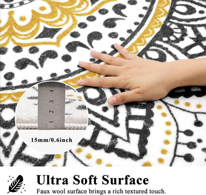 Pauwer Runder weicher Teppich, waschbar, rutschfest, für Wohnzimmer, Schlafzimmer, Bodenteppich, Tep