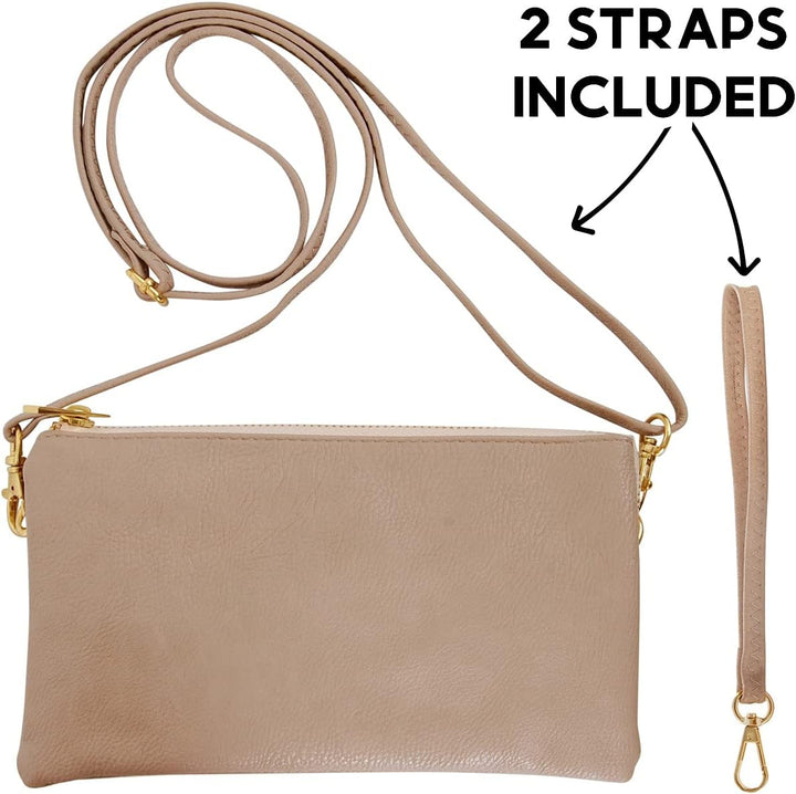 Humble Chic Vegan Leather Wristlet Clutch or Small Purse Crossbody Bag, Includes Adjustable Shoulder