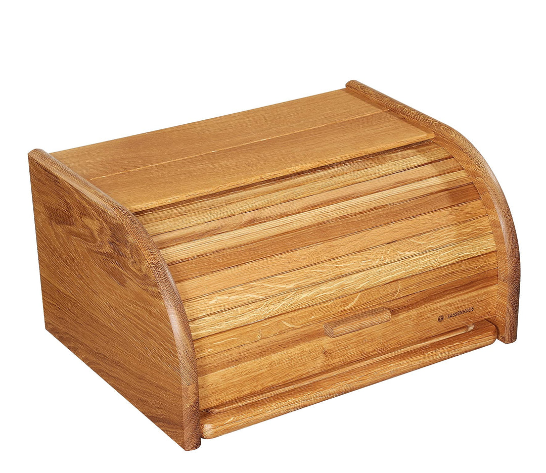 Zassenhaus Brotkasten Country, Brotkorb mit Rolldeckel und Schneidbrett, Eiche 40 x 30 x 20 cm Zasse