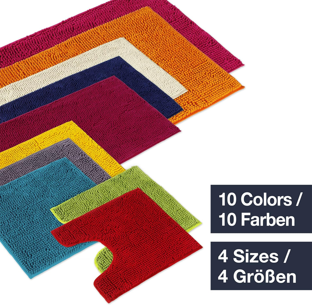 WohnDirect Badematten Set 2 teilig Grau • WC Vorleger (45x45cm), Badematte (50x80cm) • rutschfest wa