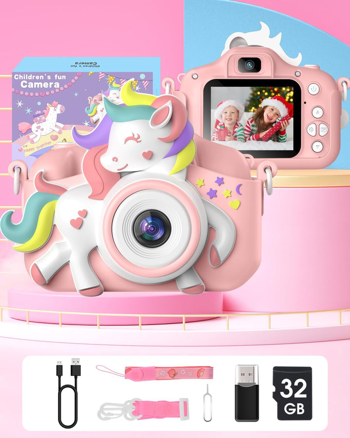 Kinderkamera, Gofunly Kinder Kamera 1080P 2,0-Zoll-Bildschirm Kamera Kinder mit 32GB SD-Karte Selfie