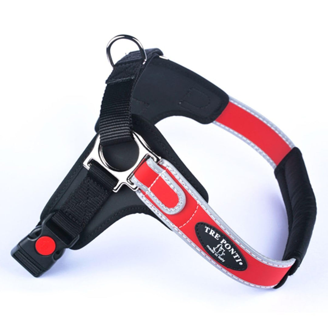 TRE Ponti Geschirr Forza mit Reflektierenden Rand Rot 50-65 cm bis ca. 10-20 kg, M