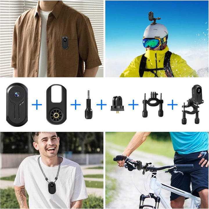 Mini Action Kamera,1080P HD Mini Bodycam mit Anzeige,360 ° Tragbare Action Cam mit Magnetisches Schl