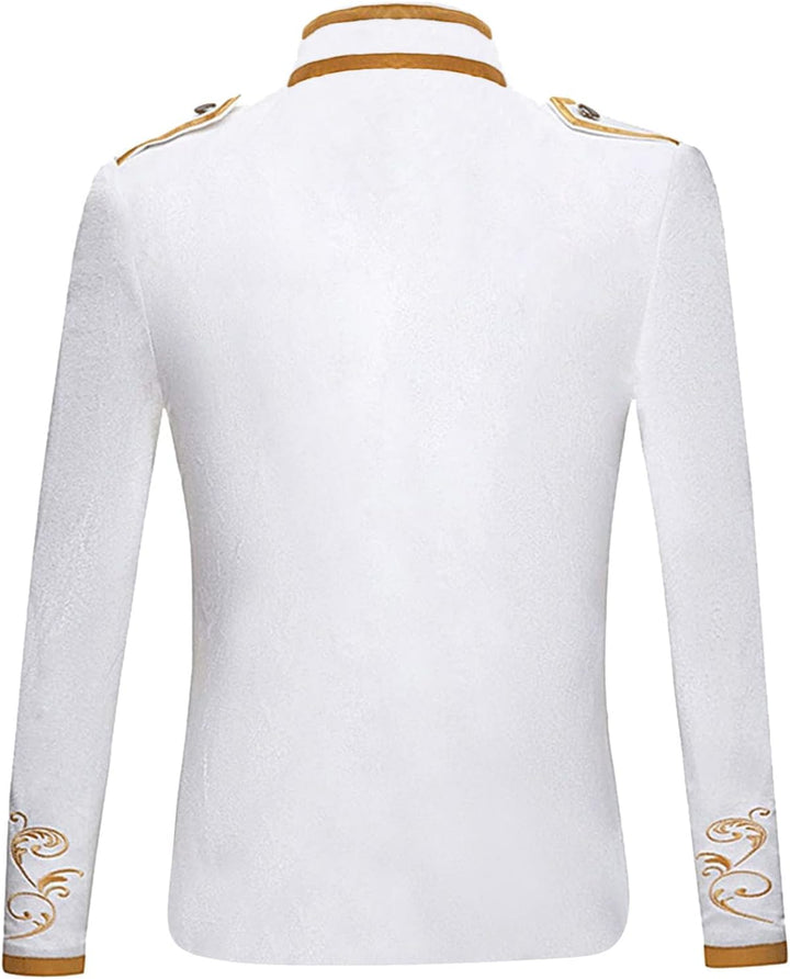 Duohropke Herren Prinz Charming Kostüm Palast Prinz Gold bestickte Jacke Anzug Gericht Uniform Cospl