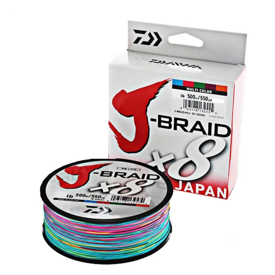 Daiwa J-Braid X8 500M Multicolore 29LB .20MM, Multicolore 29LB .20MM