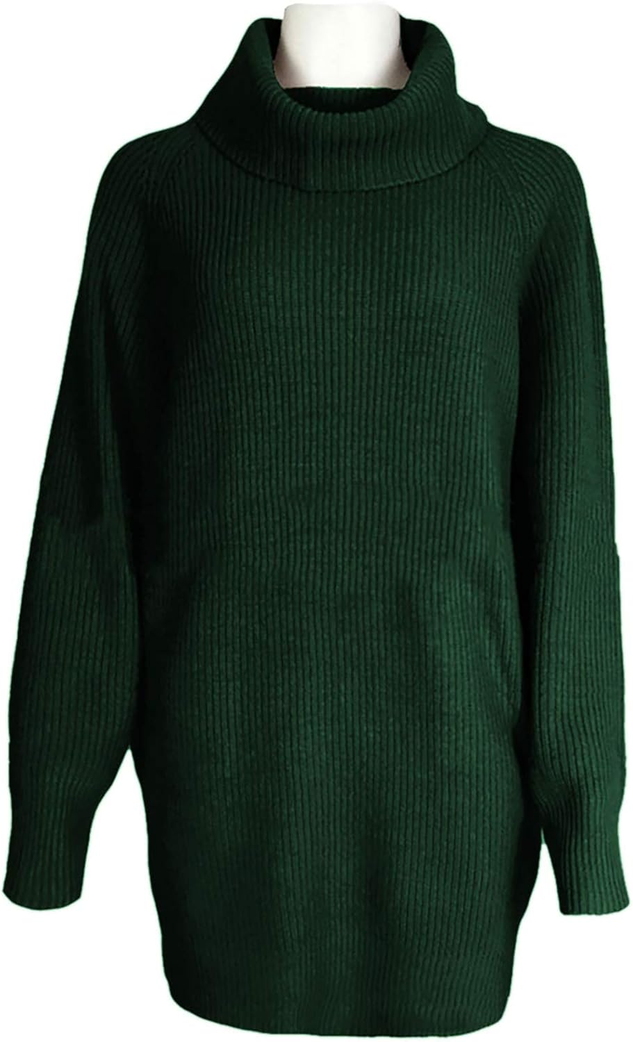 Viottiset Damen Langarm Oversize Grobstrick Pulloverkleid Mit Rollkragen 02 Dunkelgrün S, 02 Dunkelg