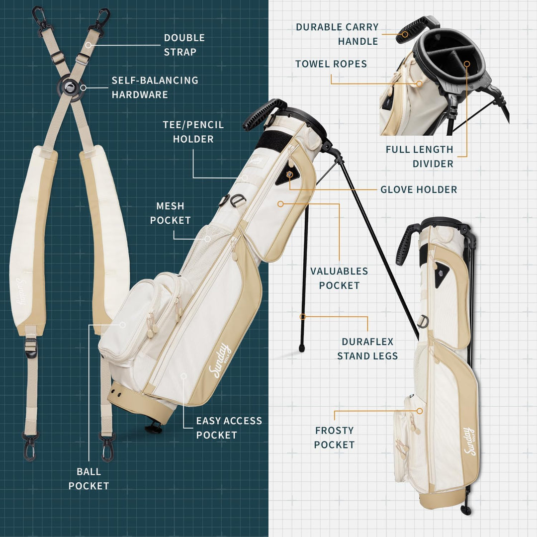 Sunday Golf Loma XL Tasche – Leichte Tasche mit Gurt und Ständer – Einfach zu tragende Pitch n Putt
