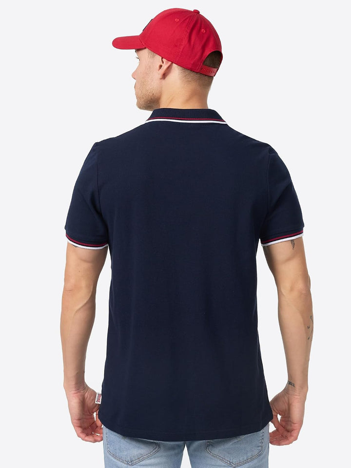Lonsdale Herren Poloshirt schmale Passform Lion Blau (Bleu/Rouge/Blanc) M, Blau (Bleu/Rouge/Blanc) M