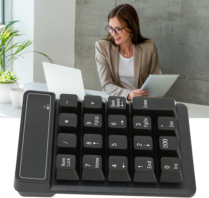 VBESTLIFE Kabelloser Nummernblock, Tragbarer 19-Tasten-2,4-GHz-drahtloser Ergonomischer Finanzbuchha