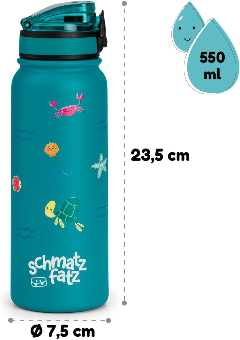 schmatzfatz Trinkflasche Kinder Auslaufsicher, 550ml Edelstahl-Trinkflasche für Schule & Kindergarte