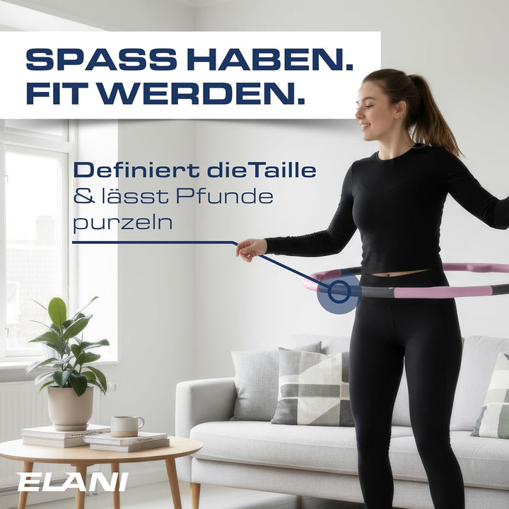 ELANI Hula Hoop Reifen Erwachsene - 90cm Durchmesser, mit Wellenform und Trainingsguide, indiv. anpa
