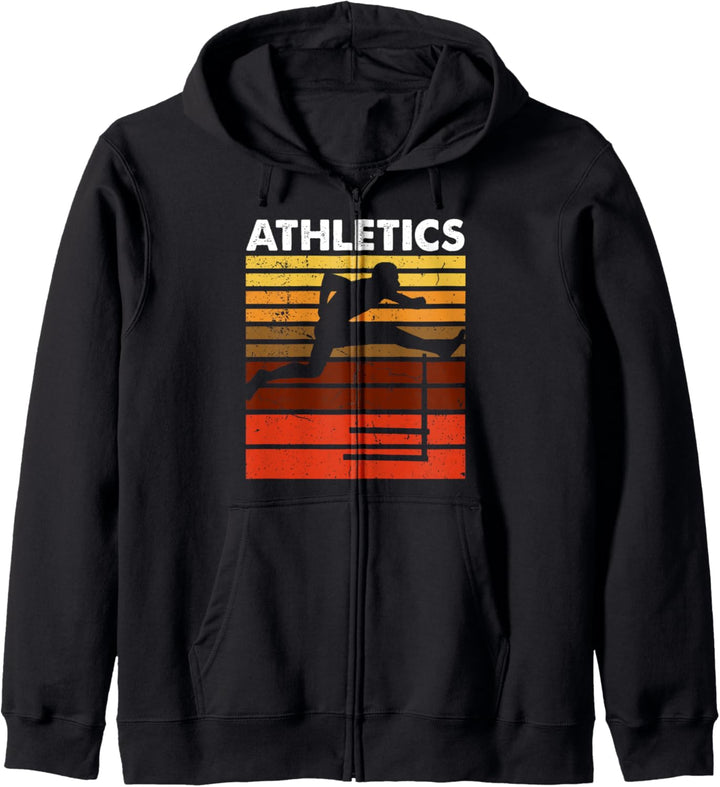 Leichtathletik-Sport-Retro-Vintage-Hürdenlauf-Läufer Kapuzenjacke
