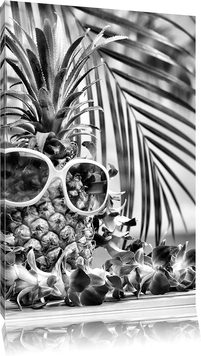 Pixxprint Ananas mit Sonnenbrille als Leinwandbild/Grösse: 100x70 / Wandbild/Kunstdruck/fertig bespa