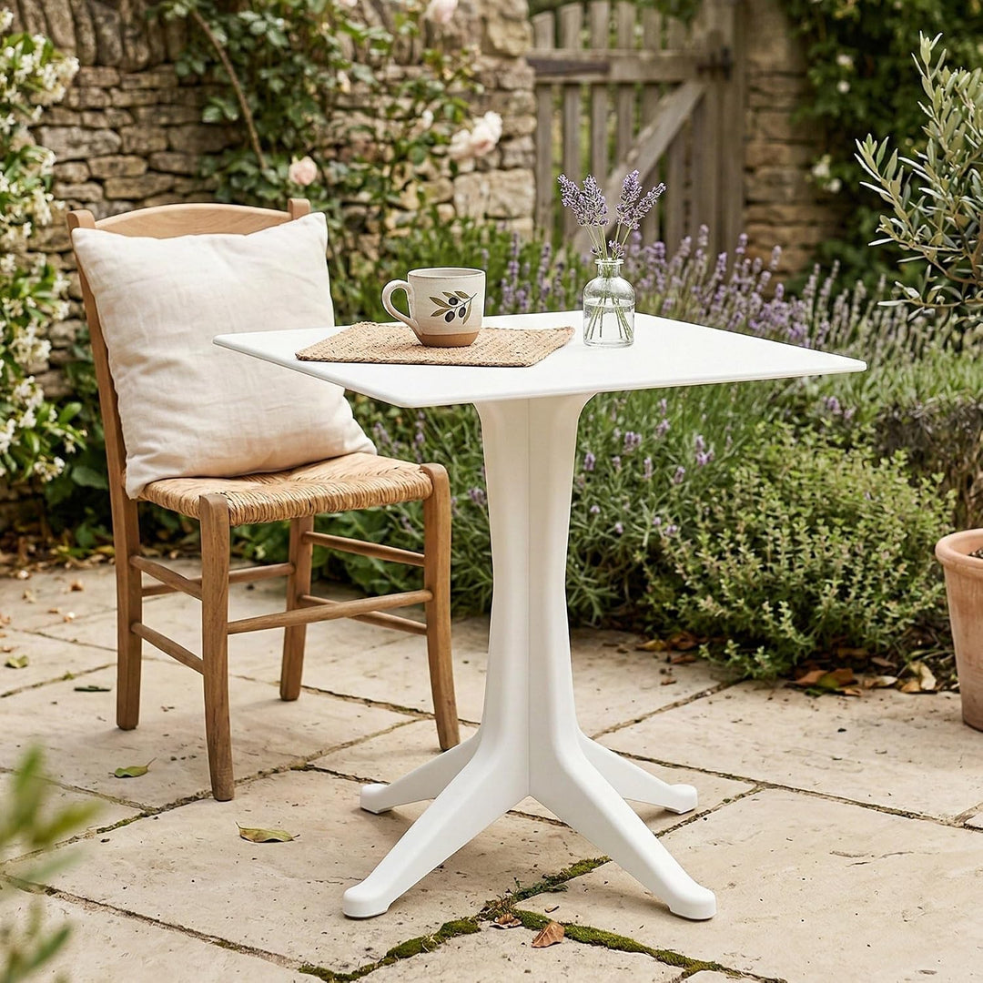 Quadratischer Tisch für draussen und drinnen, Made in Italy, 70x70x72 cm, weisse Farbe