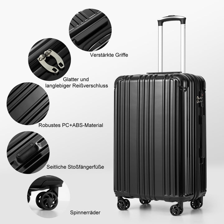 COOLIFE Hartschalenkoffer Rollkoffer Reisekoffer Handgepäck, PC+ABS-Material leicht, mit TSA-Schloss