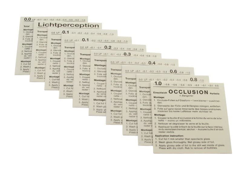 Occlusiv-Folie zur Schielbehandlung/Abdeckung des Auges in verschiedenen Occlusionsstufen 0,1, 0,1
