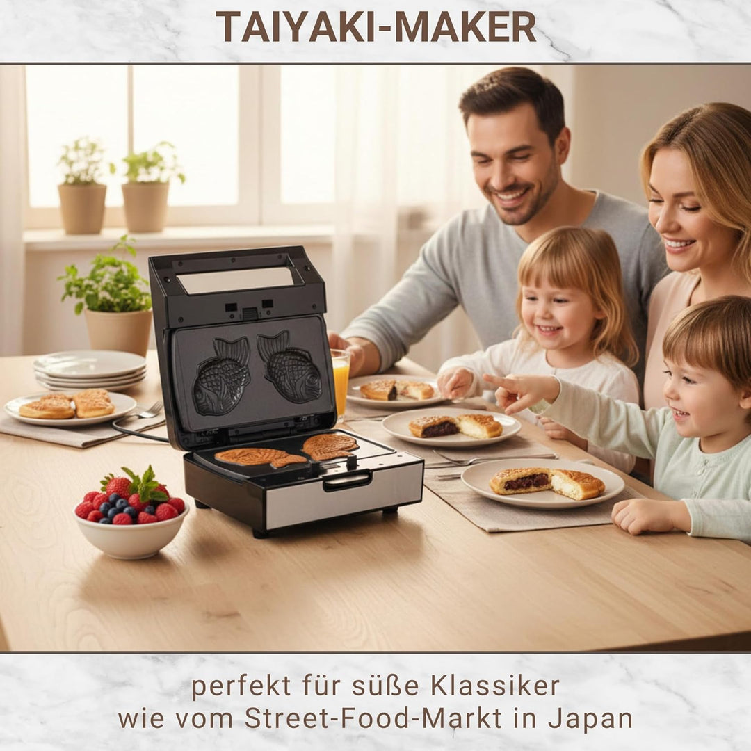 Syntrox Germany Taiyaki Fish Maker MM-1400W mit herausnehmbaren Backplatten