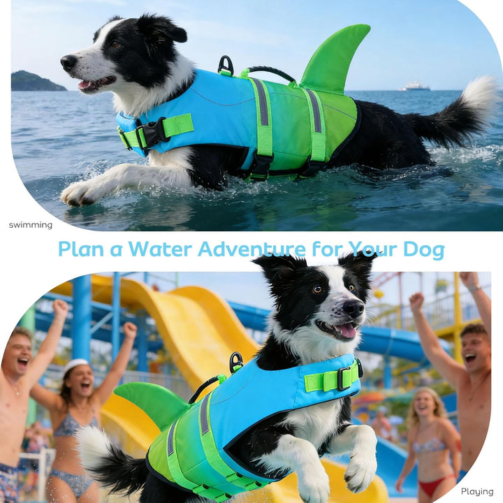 CITÉTOILE Schwimmweste Hund Hai, Hundeschwimmweste & Dog Life Jacket Verstellbar mit Griff und Refle