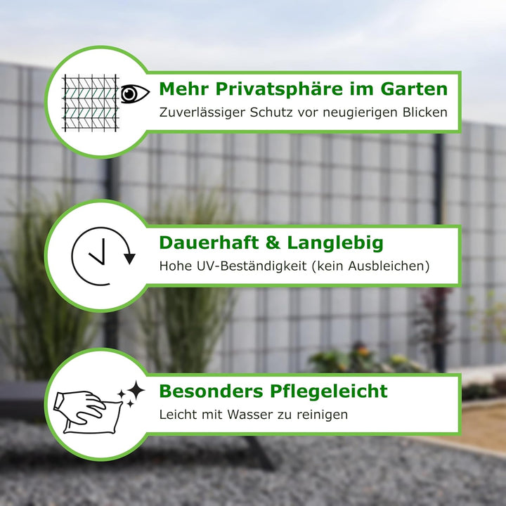 workingHOUSE Polyrattan-Sichtschutzstreifen, Sichtschutz für Doppelstabmatten Zaun, 19 x 255 cm (12
