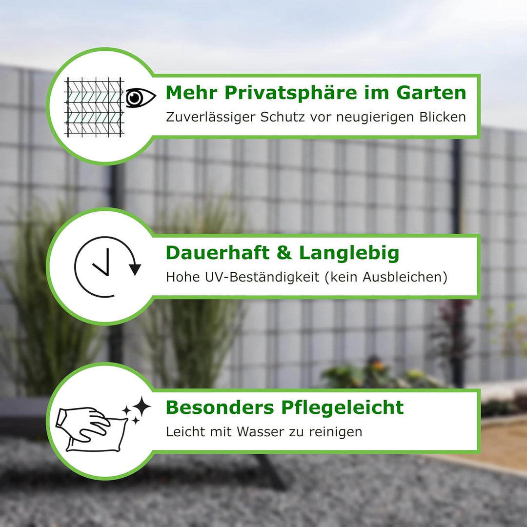 workingHOUSE Polyrattan-Sichtschutzstreifen, Sichtschutz für Doppelstabmatten Zaun, 19 x 255 cm (12