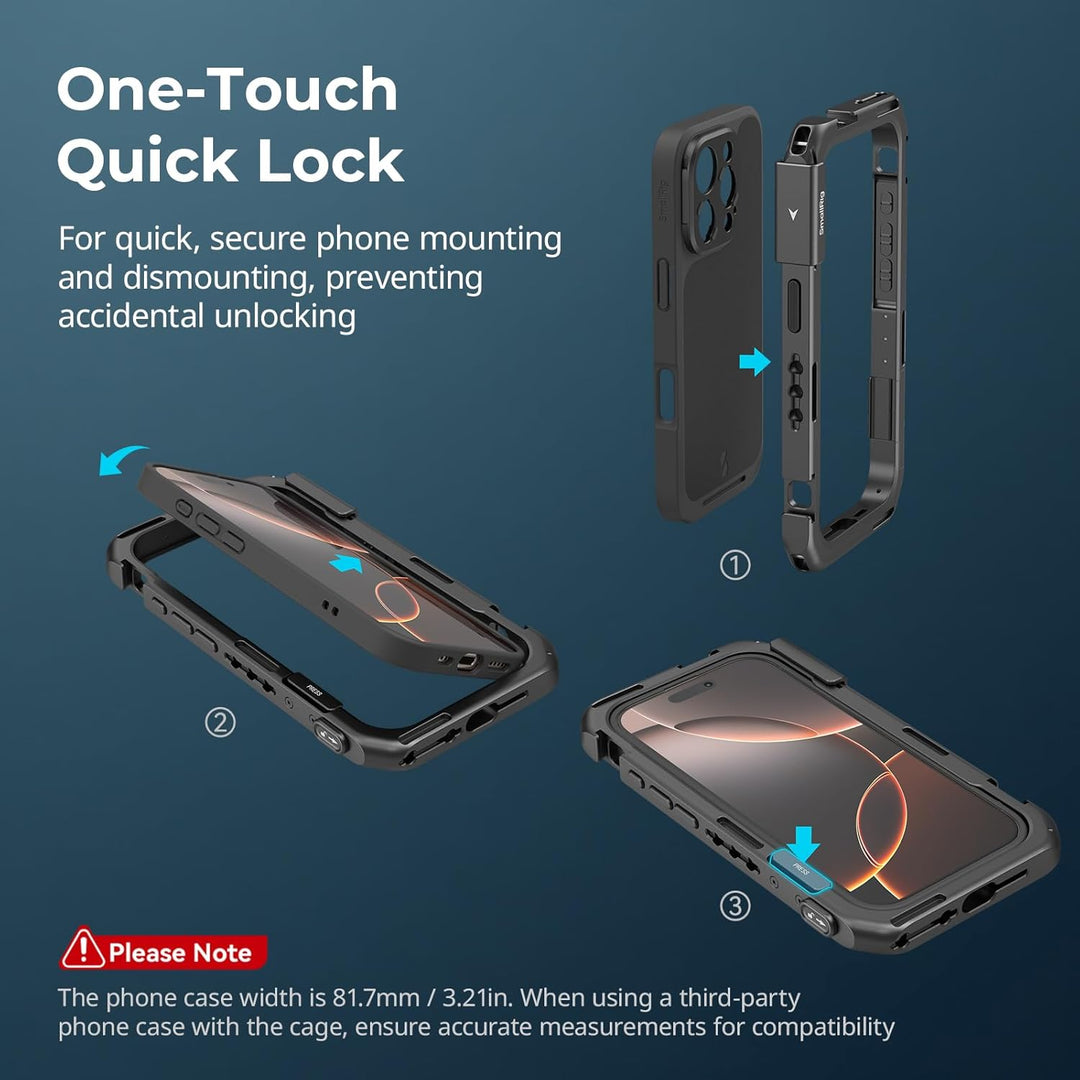 SMALLRIG Phone Video Cage Dual Handheld Kit für iPhone 16 Pro Max, Phone Rig mit kabellosem Quick Re