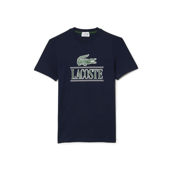 Lacoste Herren T-Shirt Rundhals TH1218, Männer Logo Tshirt,Print Tee,Regular Fit M Navy Blue (166),