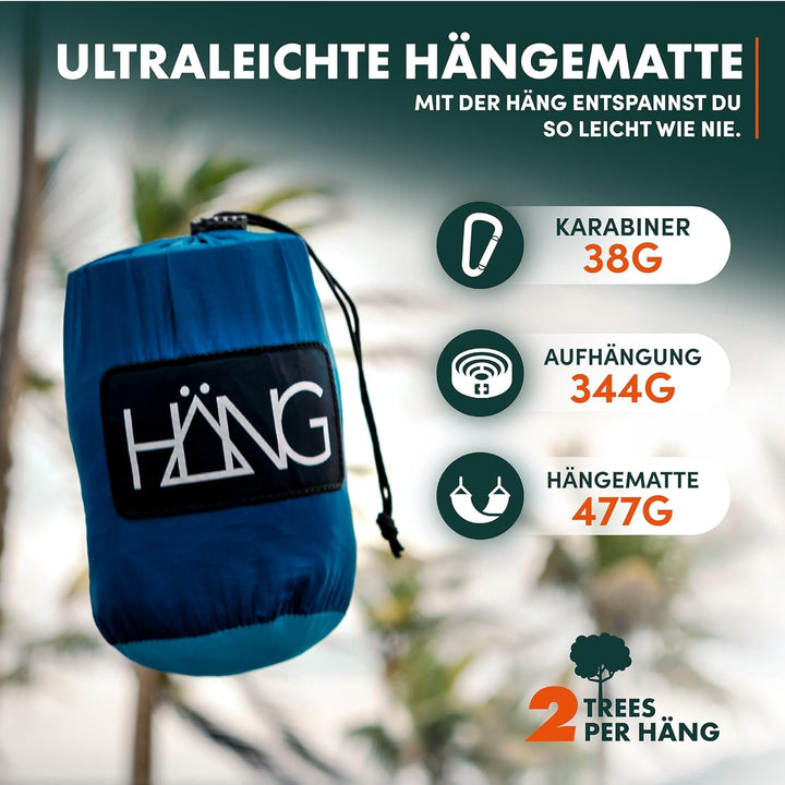 HÄNG® Camping Hängematte Outdoor Nylon Fallschirmseide für 2 Personen - 300 x 170cm Mobile Ultra-lei