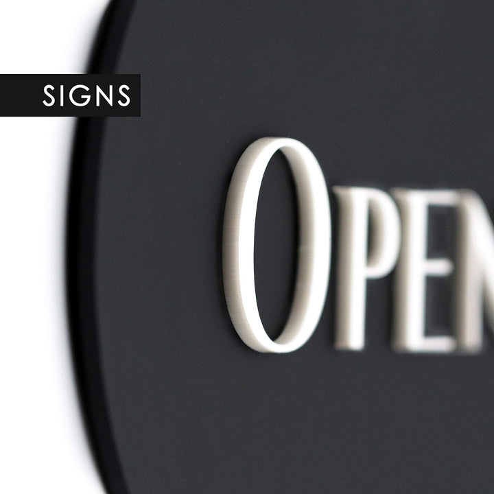 3DP Signs | Stilvolles Oval Schwarz - Open/Closed Türschild [OC35] - Doppelseitig hängende Türplatte