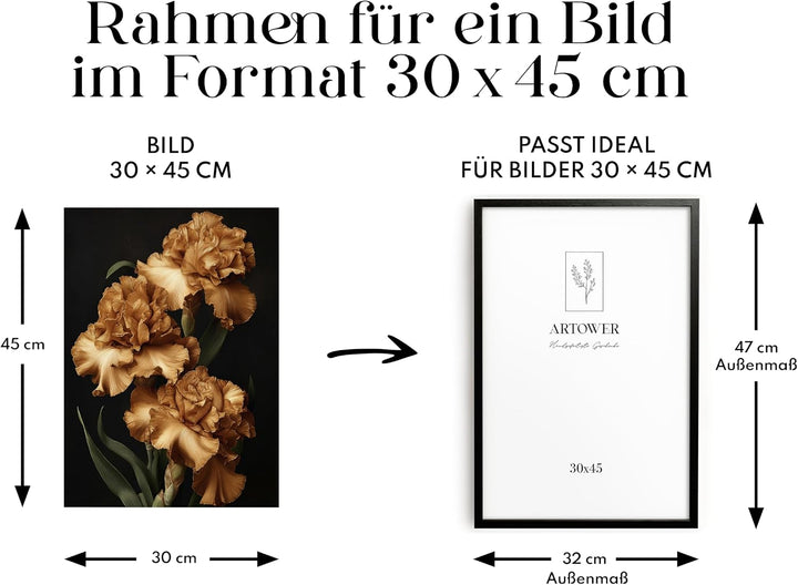 Artower® Bilderrahmen für 30 x 45 cm Schwarz Holz Dünner Rahmen | Posterrahmen Gross Vintage Collage
