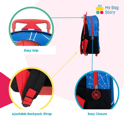 mybagstory - Trolley – Spiderman – Blau – Kinder – Schule – Kindergarten – Grundschule – Schulranzen