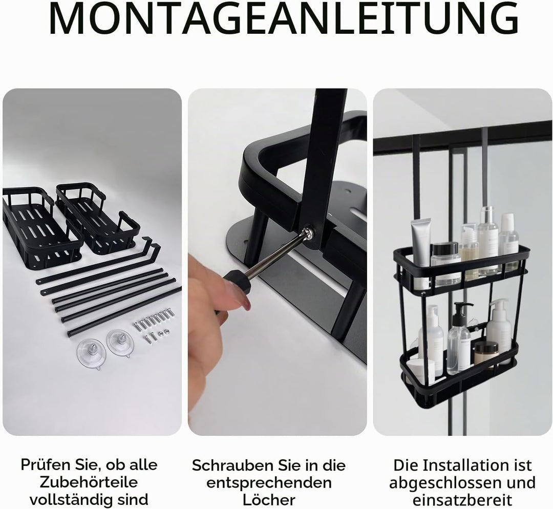 Duschablage ohne Bohren, Duschregal Badezimmer Organizer, Shampoo Halterung für Dusche, Wasserdicht