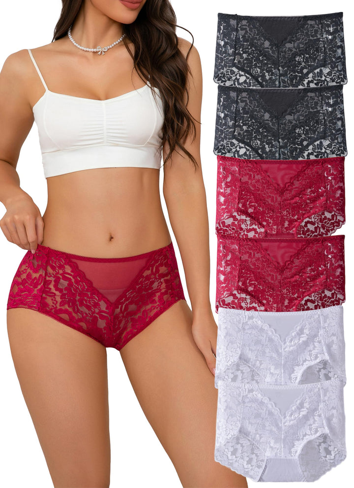 HiaLegion Unterhosen Damen Spitze Damen Slips Mehrpack Schlüpfer Damen Slips Unterhosen Damen Taille