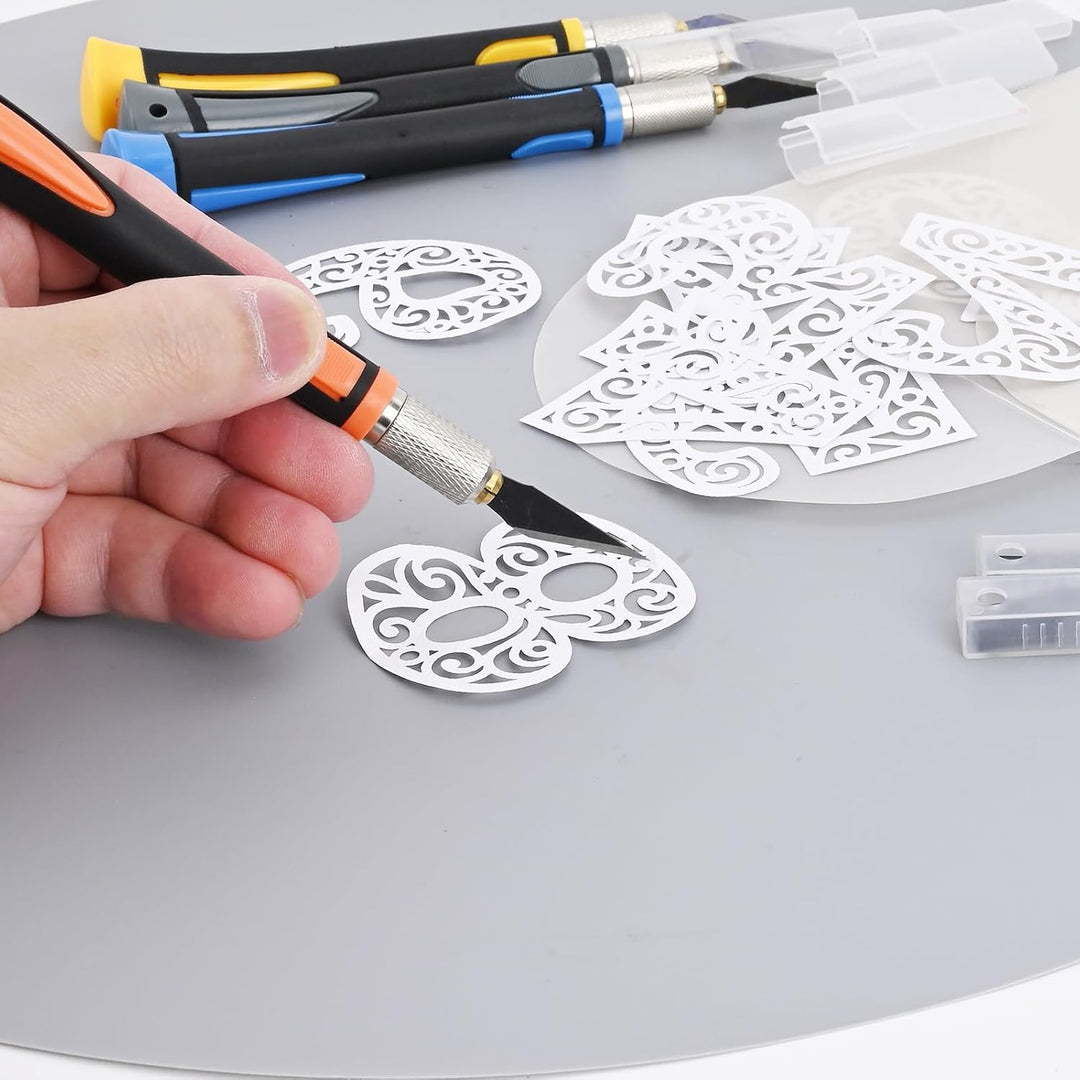 FOSHIO 2 Stück Skalpell Messer Set Bastelmesser SkalpellSet Basteln mit 20 pcs Ersatzklingen und Sch
