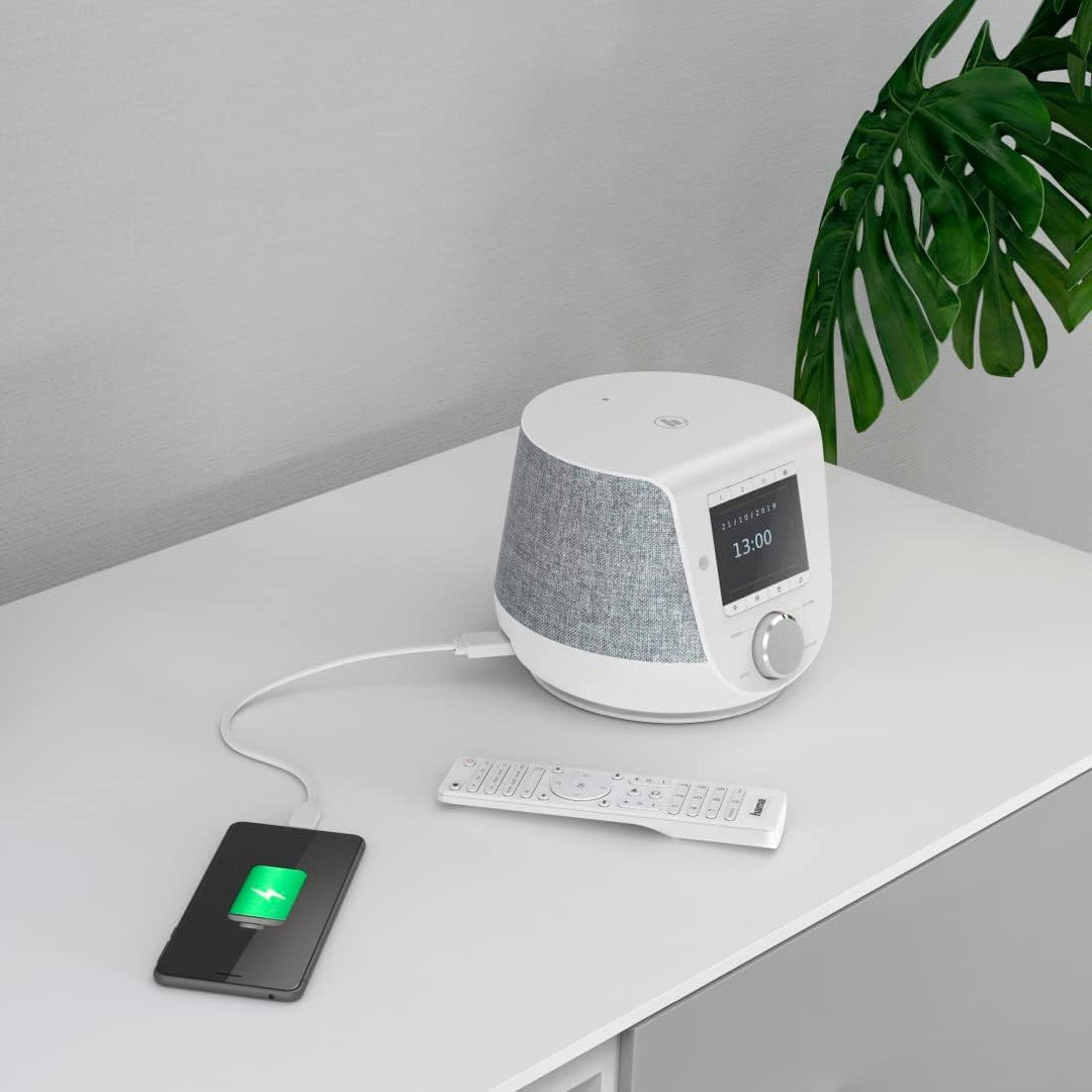 Hama DAB+ Digitalradio Internetradio (Smart Radio mit 2-Wege-Lautsprecher & Handy-Ladefunktion, WLAN
