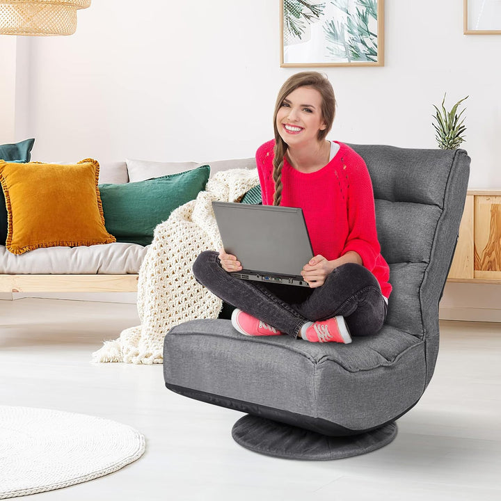 GOPLUS 360° drehbarer Bodenstuhl, klappbarer Bodensessel mit Verstellbarer Rückenlehne, Gamingsessel