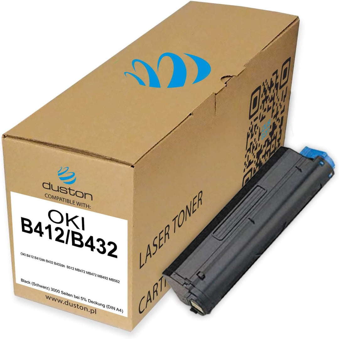 duston B412/B432, 45807102 Schwarz Toner kompatibel zu Oki B412 B412dn B432 B432dn B512 MB472 MB472