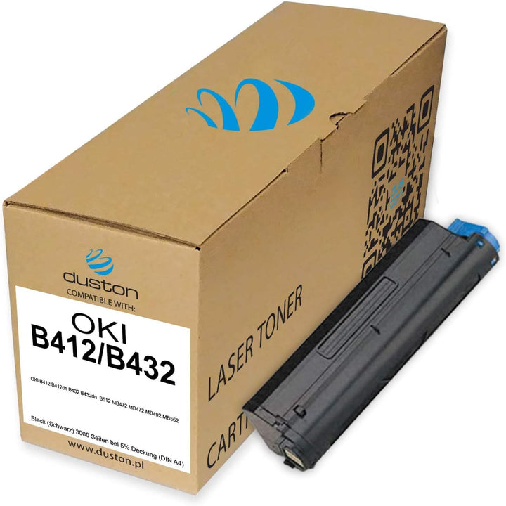 duston B412/B432, 45807102 Schwarz Toner kompatibel zu Oki B412 B412dn B432 B432dn B512 MB472 MB472