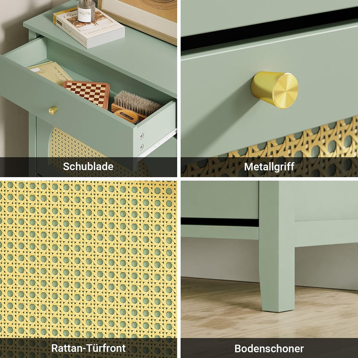 SoBuy Schuhschrank Schmal - 2 Türen 1 Schublade 62x25x97cm Flur | Schuhkipper Aus MDF Mit Rattan-Tür