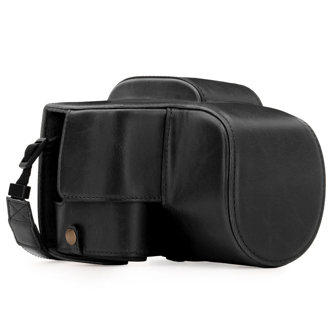 MegaGear Panasonic Lumix DC-FZ80, FZ82 Ever Ready Leder Kamera-Case mit Trageriemen und Batteriezuga