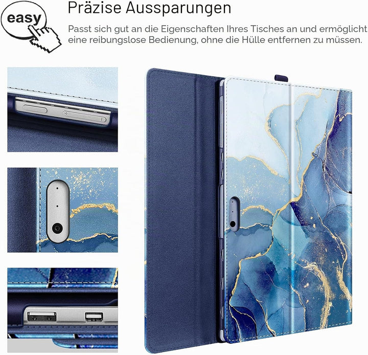 Fintie Hülle für Microsoft Surface Pro 7+ / 7/6 / 5/4 / 3 - Multi-Sichtwinkel Kunstleder Tasche Schu