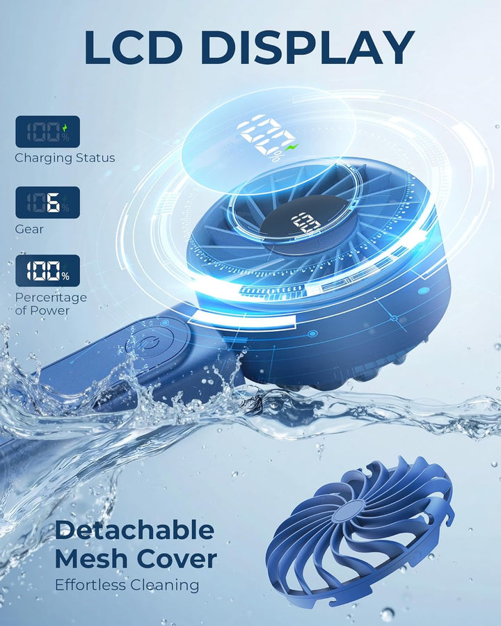 Peiyuu Handventilator, Tragbarer Mini Ventilator mit 4000 mAh, LED-Display Handventilator mit 6 Gesc
