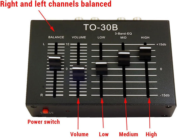 3-Band Equalizer, Stereo Klangverbesserung, Hi-Fi Vorverstärker, Lautstärkeregler für Lautsprecher K