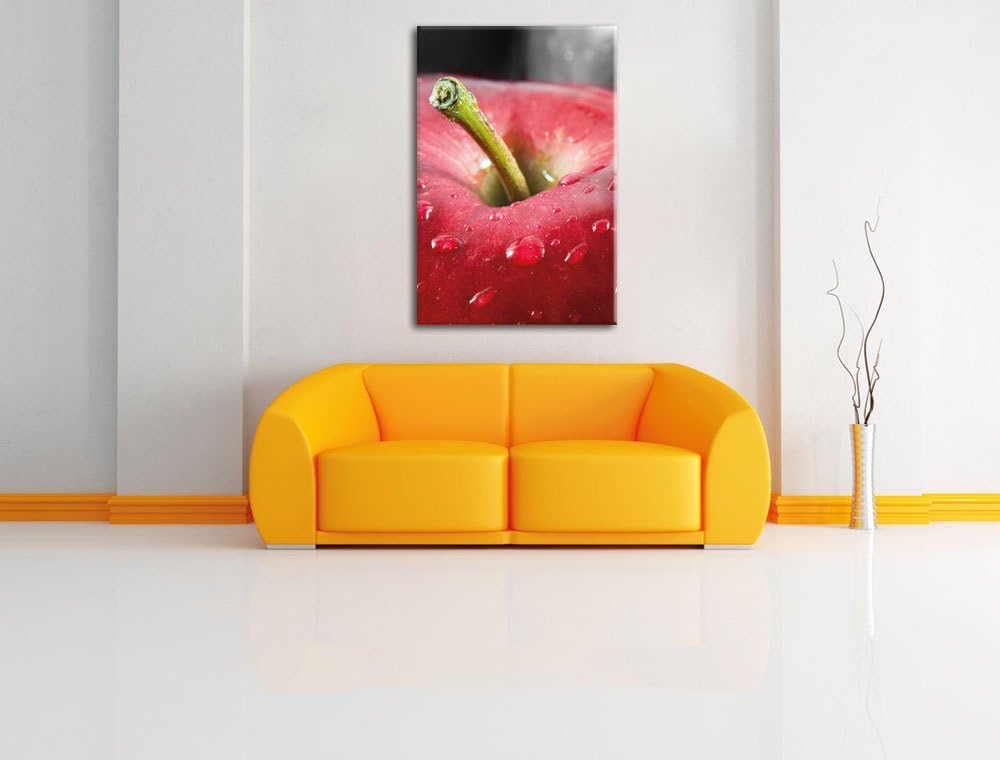 Pixxprint knackiger Apfel mit Wassertropfen als Leinwandbild/Grösse: 100x70 cm/Wandbild/Kunstdruck/f