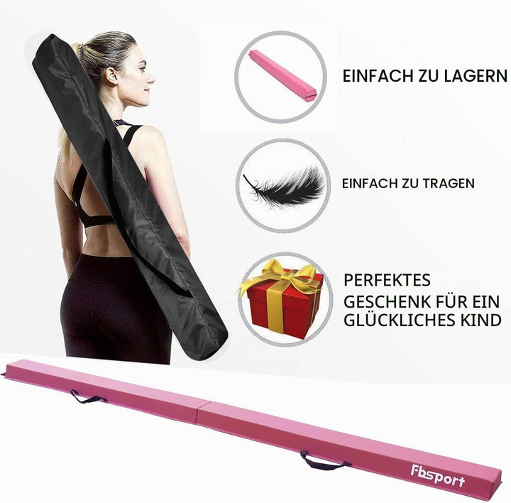 FBSPORT Schwebebalken Kinder Faltbarer Balken Turnen Balance Beam für Zuhause Training Klappbarer Sc