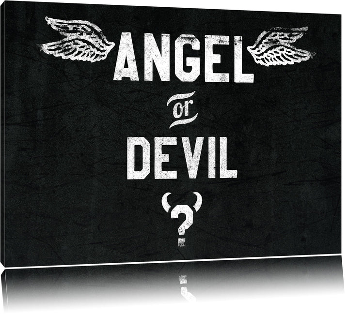 Angel or Devil Black Format: 100x70auf Leinwand, XXL riesige Bilder fertig gerahmt mit Keilrahmen, K