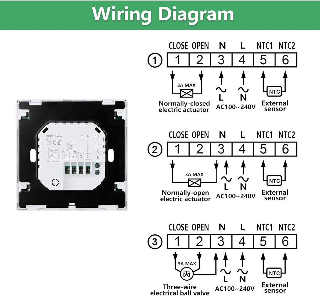 Wengart Thermostat für Fussbodenheizung WG372,AC230V 3A LCD-Anzeige, manueller Programmiermodus opti