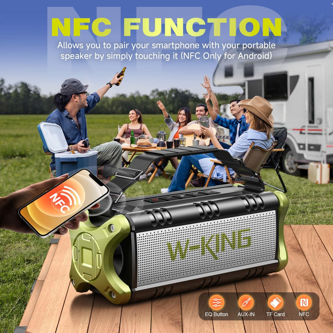 W-KING 50W(70W Gipfel) Bluetooth Lautsprecher IPX6 Wasserdicht, 24 Stunden Laufzeit, 8000mAh Power B