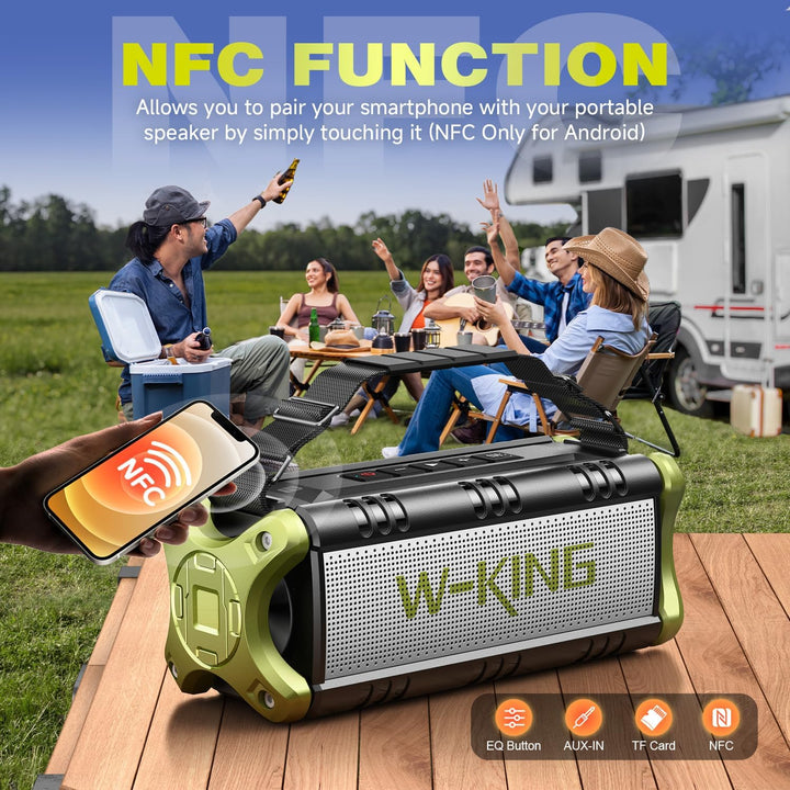 W-KING 50W(70W Gipfel) Bluetooth Lautsprecher IPX6 Wasserdicht, 24 Stunden Laufzeit, 8000mAh Power B
